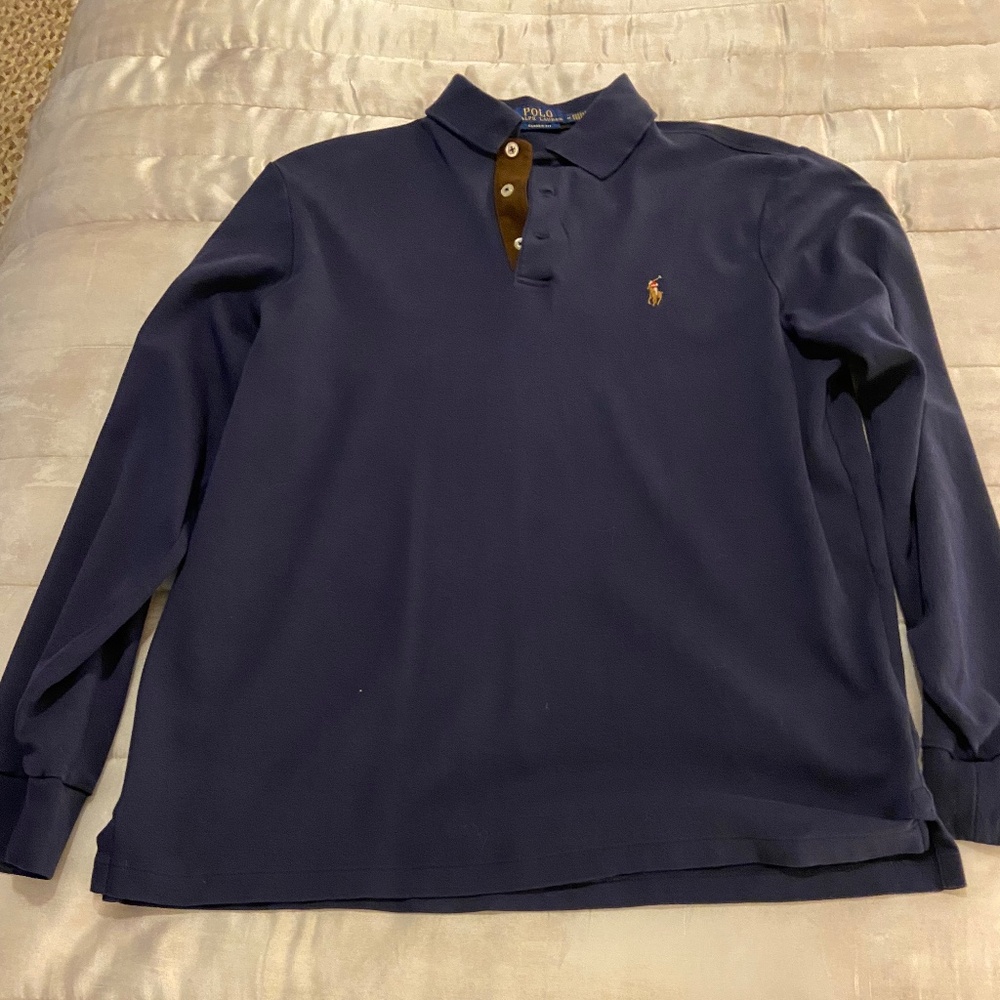 Polo Ralph Lauren Long Sleeve Polo Shirt – Navy – Classic Fit – Men’s Medium